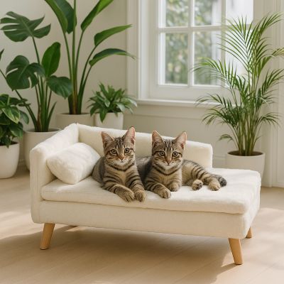 Lit pour chat elegance avec deux chats tigres