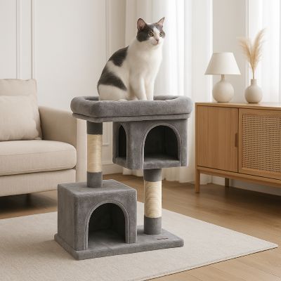 arbre a chat duo couleur gris clair