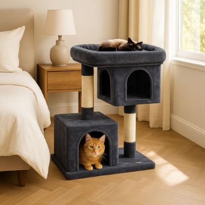 arbre a chat duo couleur gris fonce