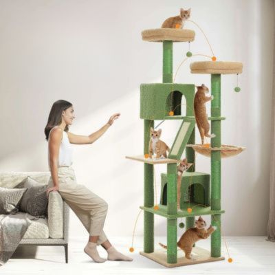 arbre a chat gratteciel beige et vert