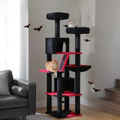 arbre a chat gratteciel noir et rouge