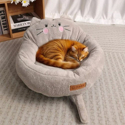 chat panier minette gris avec un chat roux