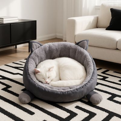 chat panier mistigri gris avec chat blanc