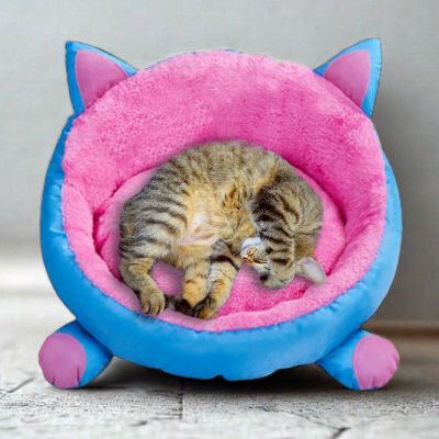 chat panier mistigri rose avec chat raye