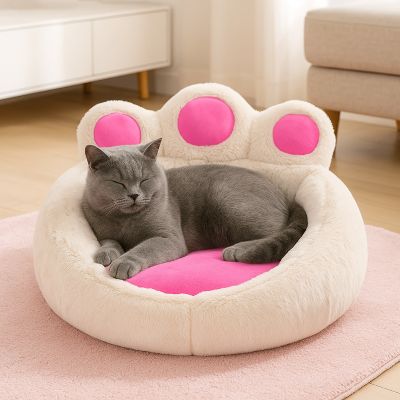 chat panier papatte blanc