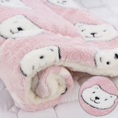 coussin chat plaid confort rose clair