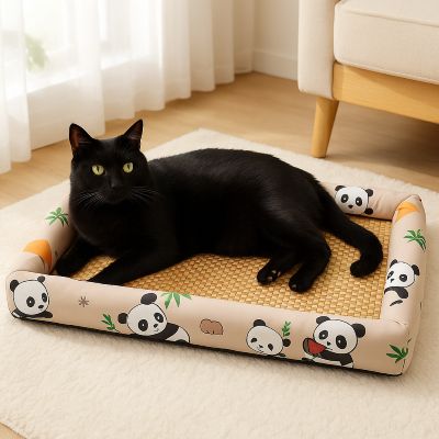 coussin chat relax fraicheur avec chat noir