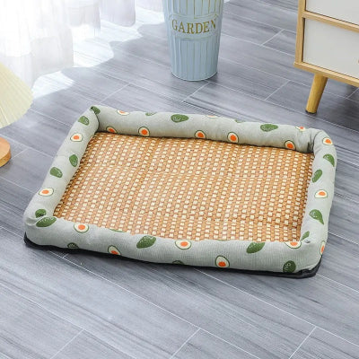 coussin chat relax fraicheur vert avec feuilles