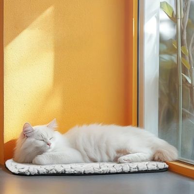 coussin chat sherpa avec chat blanc