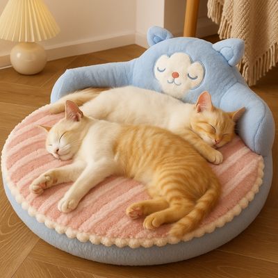 coussin pour chat bizounours avec deux chats