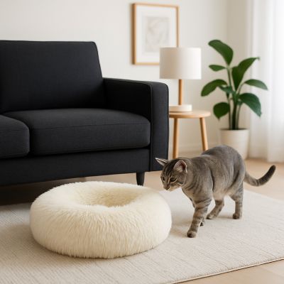 coussin pour chat douxdonut blanc