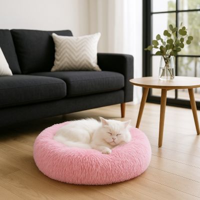 coussin pour chat douxdonut rose