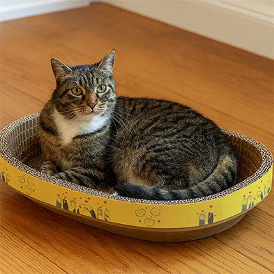 lit chat gratouille avec chat tigre