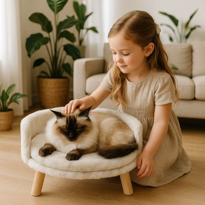 lit pour chat lounge avec fillette