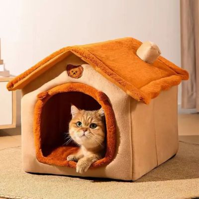 maison pour chat chaumiere format ours brun