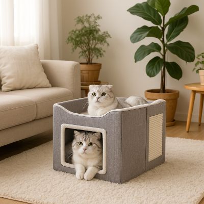 maison pour chat rooftop avec porte en carre