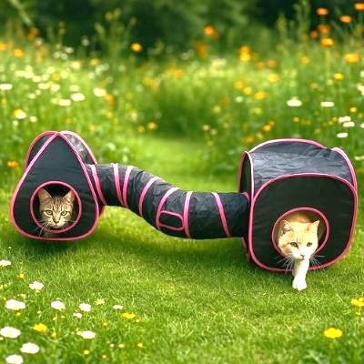 niche exterieur pour chat zigzag dans un jardin