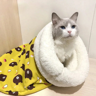 niche pour chat sac a ronron couleur jaune