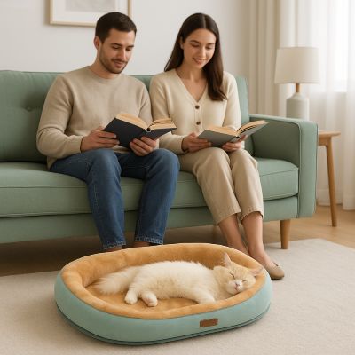 panier chat ovale vert