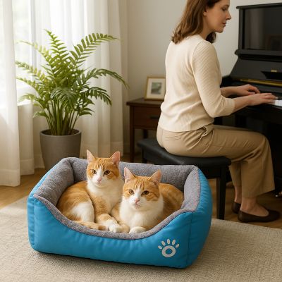 panier chat pattounet bleu