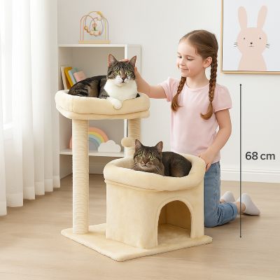 arbre a chat pas cher arcade beige avec fillette