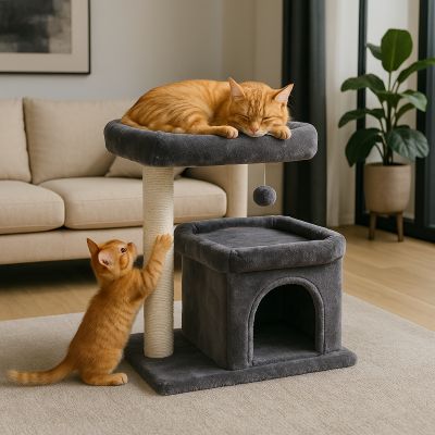 arbre a chat pas cher arcade gris avec griffoir