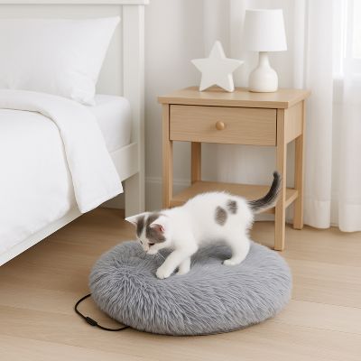 coussin pour chat douce chaleur gris