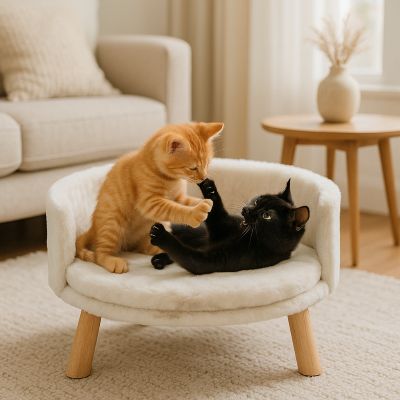 lit pour chat lounge avec deux chats