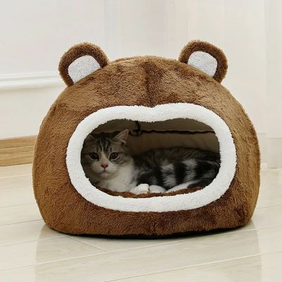 maison pour chat ourson brun