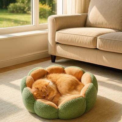 panier chat fleur tropicale couleur vert