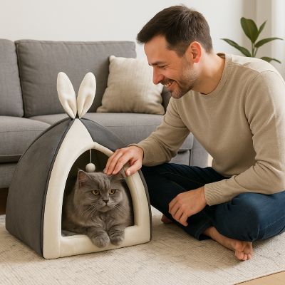 panier chat zanimo avec homme