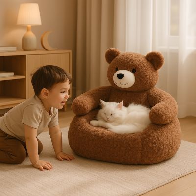 panier pour chat nounours chocolat
