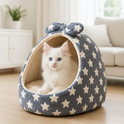 panier pour chat papillon bleu