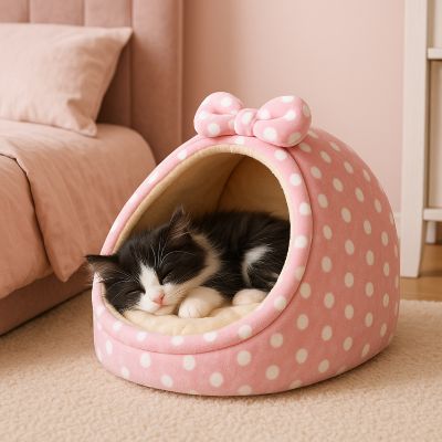 panier pour chat papillon rose